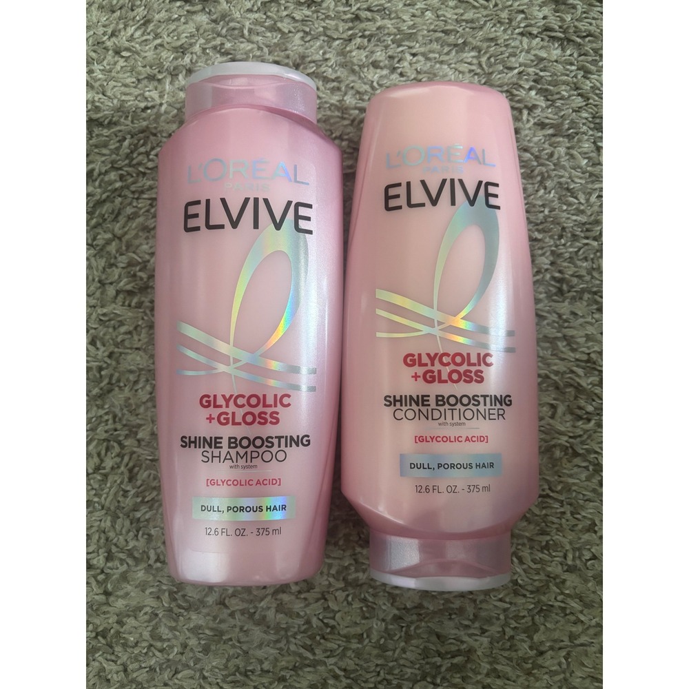 L'Oreal Elvive Glycolic Gloss Shine Boosting Shampoo and Conditioner Set 12.6oz